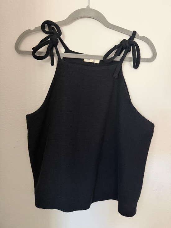 Madewell Tops - Size XL Madewell Black Tie-Shoulder Ribbed 100% Cotton Tank